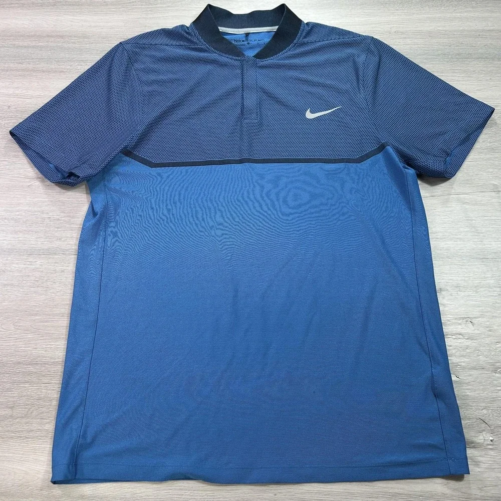 Nike Golf Shirt Mens Large Blue Momentum Fly Swing Knit Performance